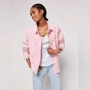 Faherty Pink Sunwashed Denim Shirt Jacket Size S